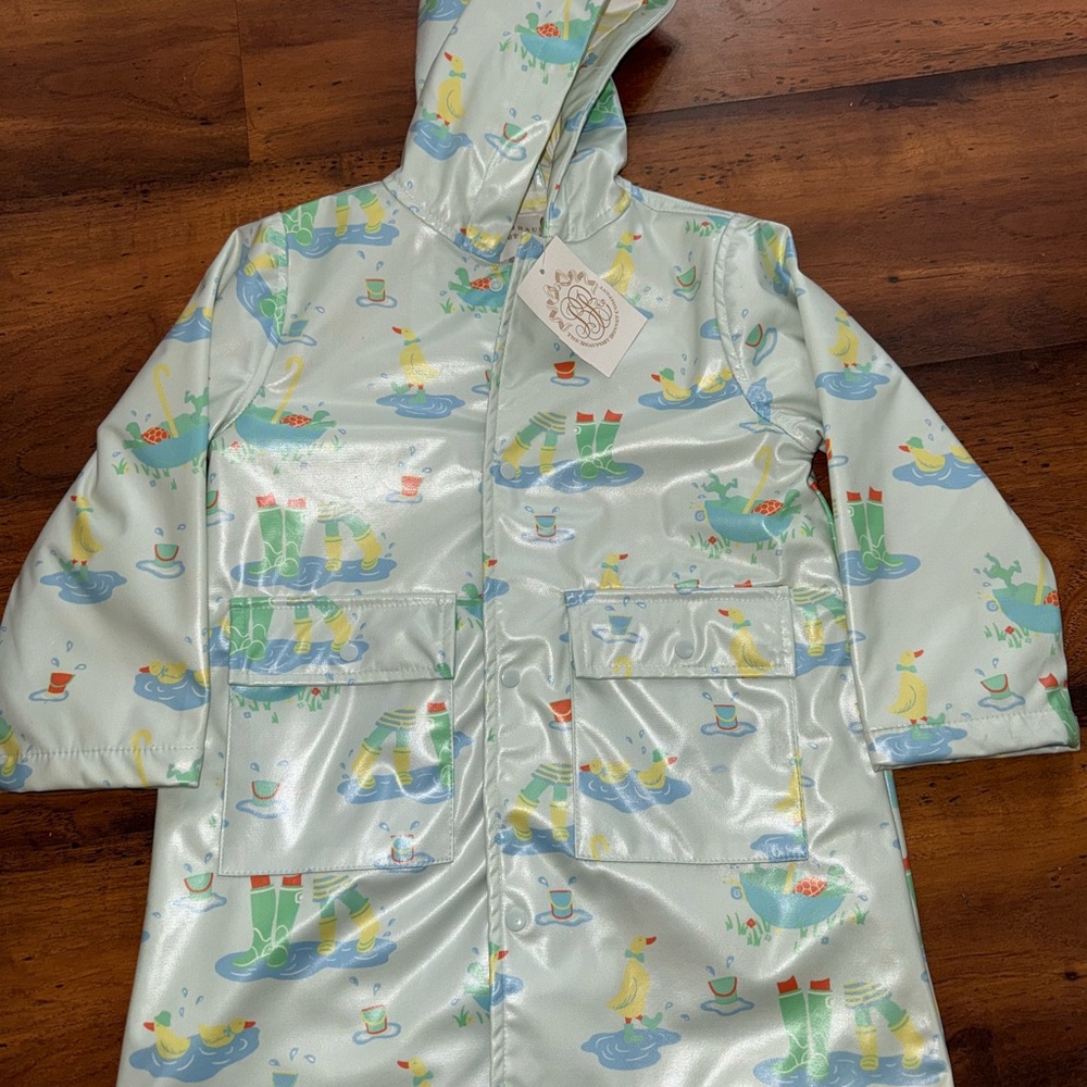 The Beaufort Bonnet Company Kids Raincoat - Light Blue with Multicolor Print